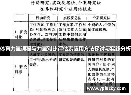 体育力量课程与力量对比评估表应用方法探讨与实践分析